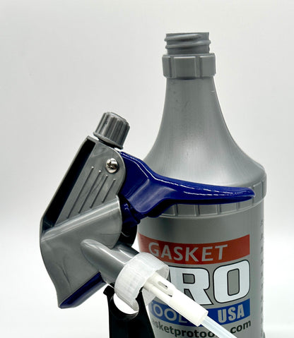 Gasket Pro 32oz 360-Degree Filter Bottle with Gray & Blue Delta Industries Spray Head - USA Designed & Assembled