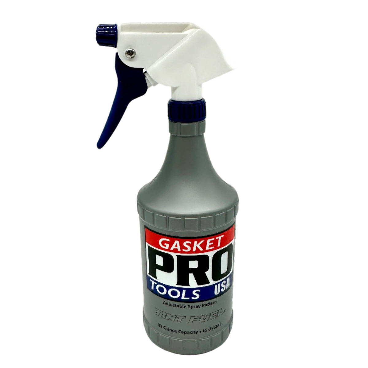 32oz Filtered Spray Bottle with white and blue Delta Industries spray head, featuring an adjustable nozzle and high-volume trigger for PPF and tint installers.