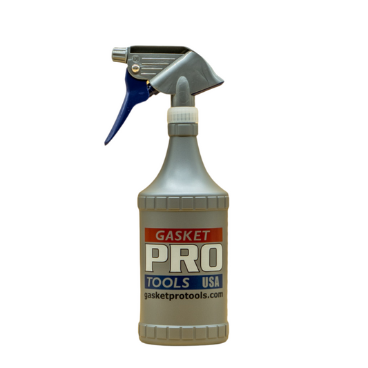 Gasket Pro 32oz 360-Degree Filter Bottle with Gray & Blue Delta Industries Spray Head - USA Designed & Assembled