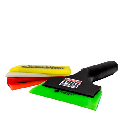 75° Crop Cut Combo 5-Inch Squeegee Handle with Rubberized Grip, Featuring Sledgehammer, De-Hydra, Cyclone, Riddler, and Judge Squeegee Blades