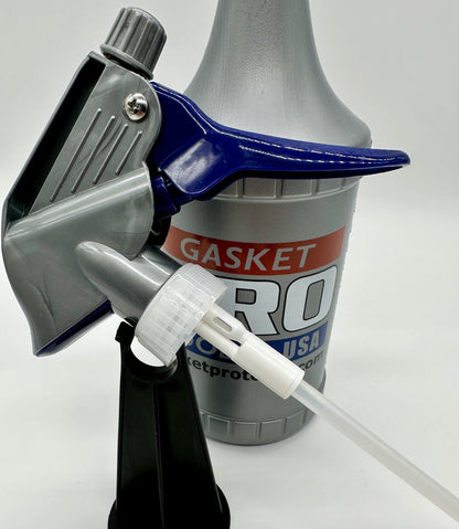 Gasket Pro 32oz 360-Degree Filter Bottle with Gray & Blue Delta Industries Spray Head - USA Designed & Assembled