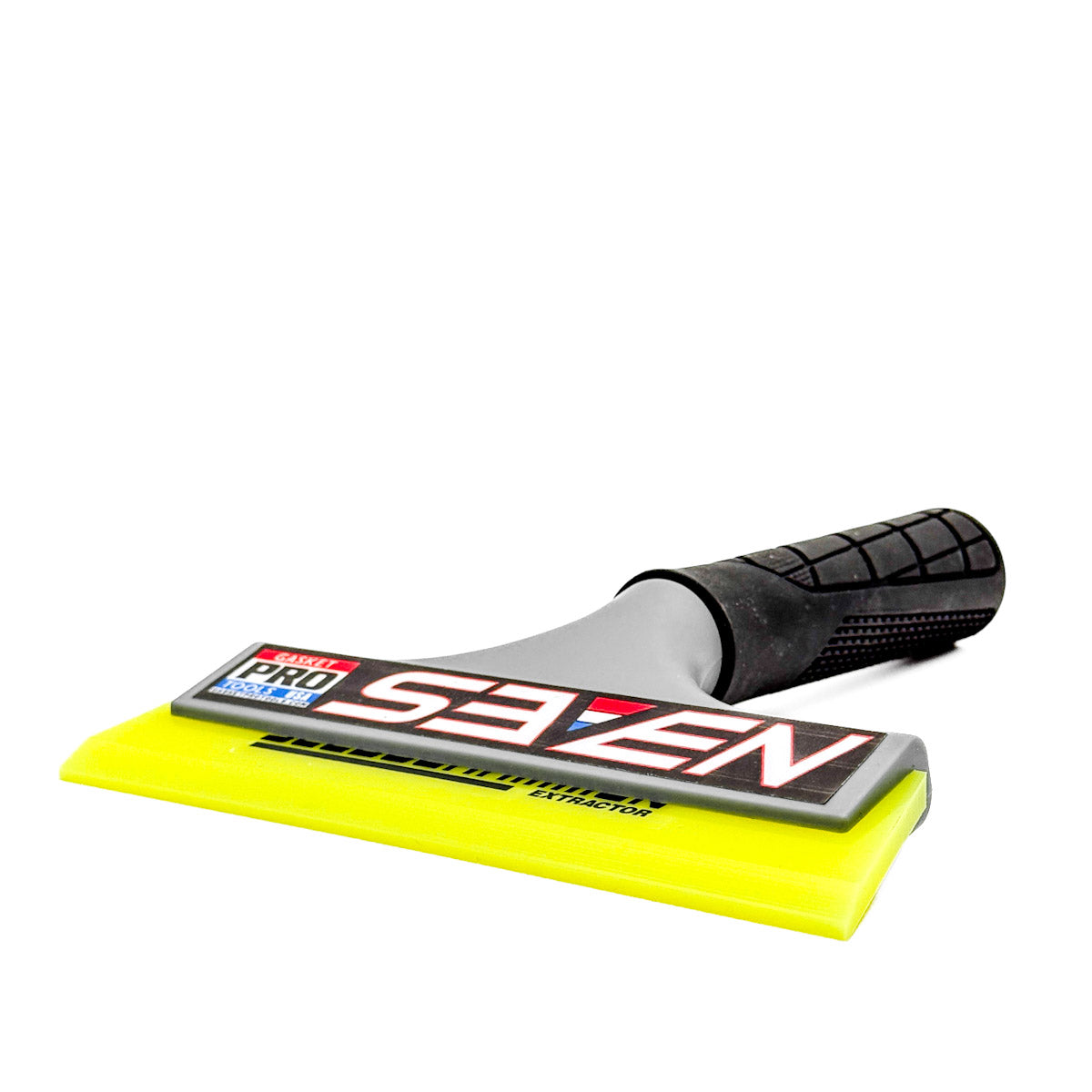 Sledgehammer 93 durometer yellow squeegee blade from a different angle, designed for maximum solution extraction during automotive tinting.